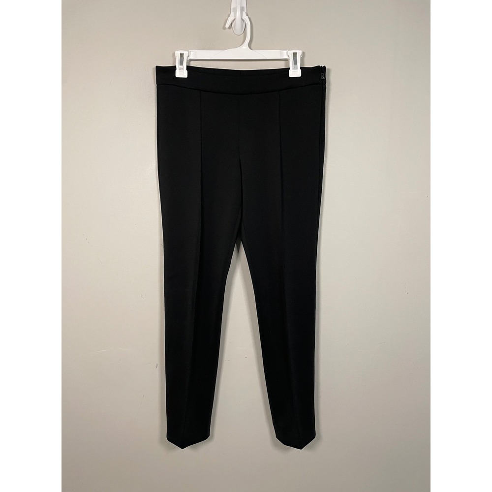Bogner Straight Leg Split Ankle Pleat Front Pants in Black Size 6 Quiet Luxury